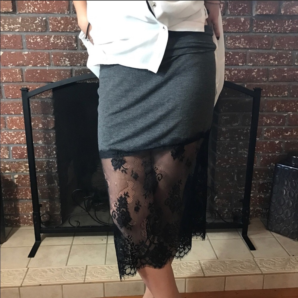 Gray with black lace skirt. B071 - Picture 5 of 8